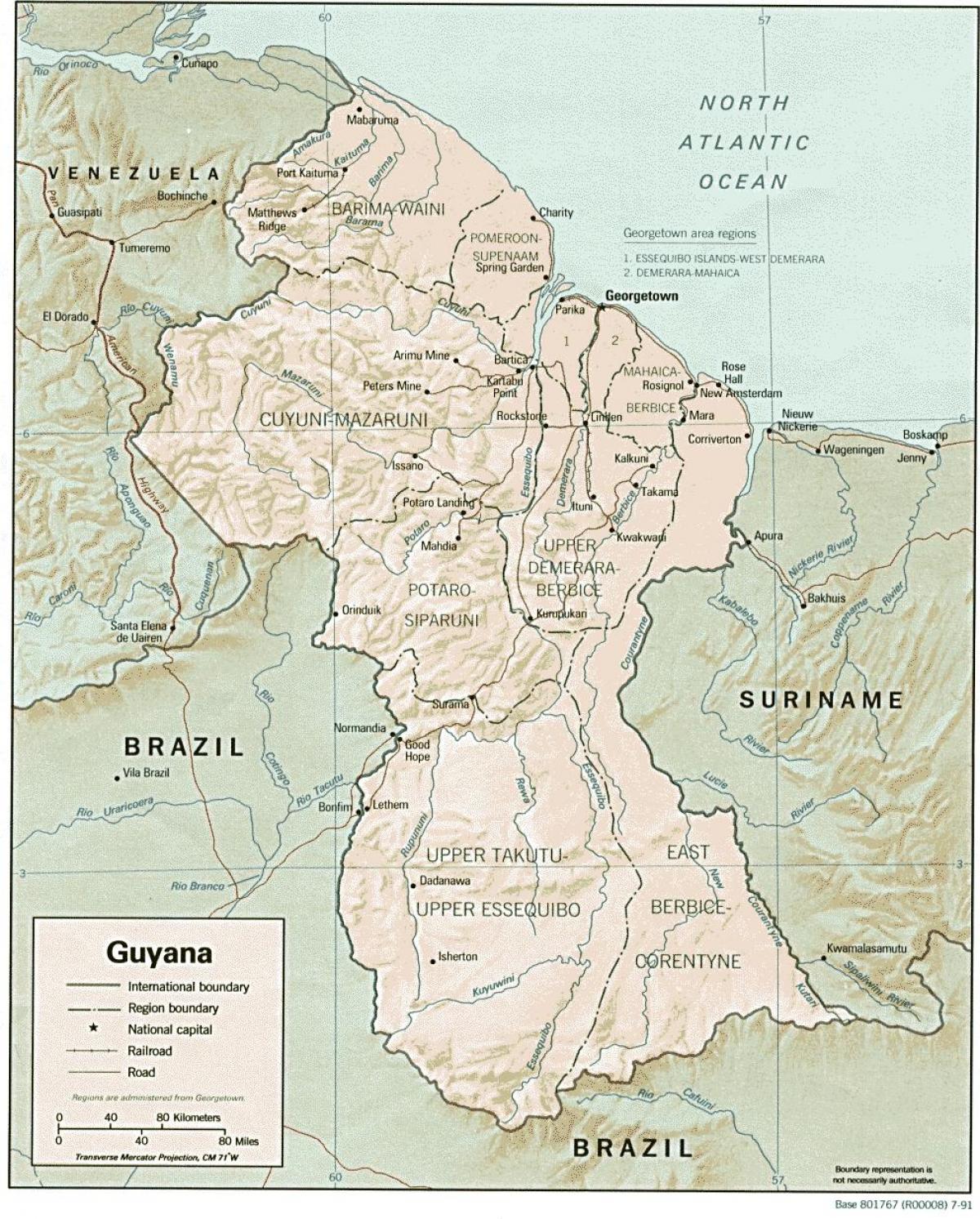 kaart van georgetown Guyana straten