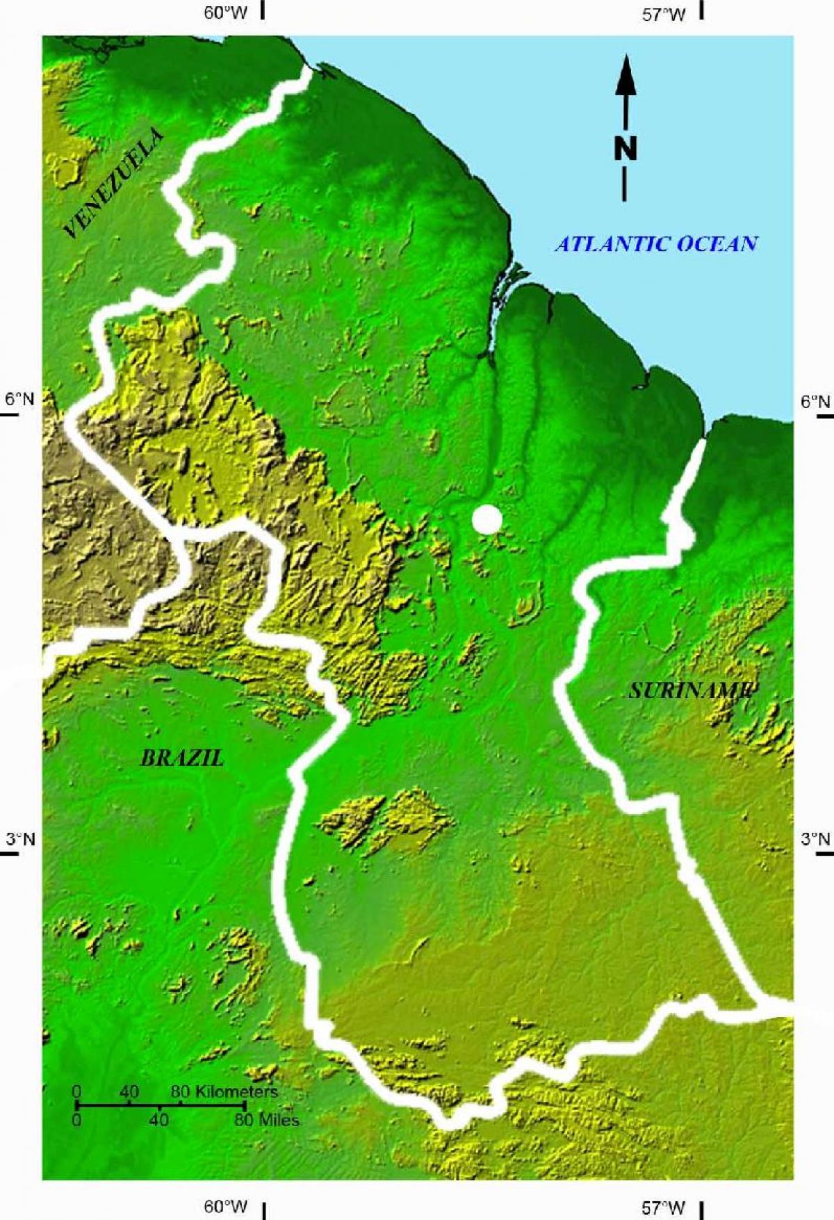 kaart van satelliet kaart van Guyana