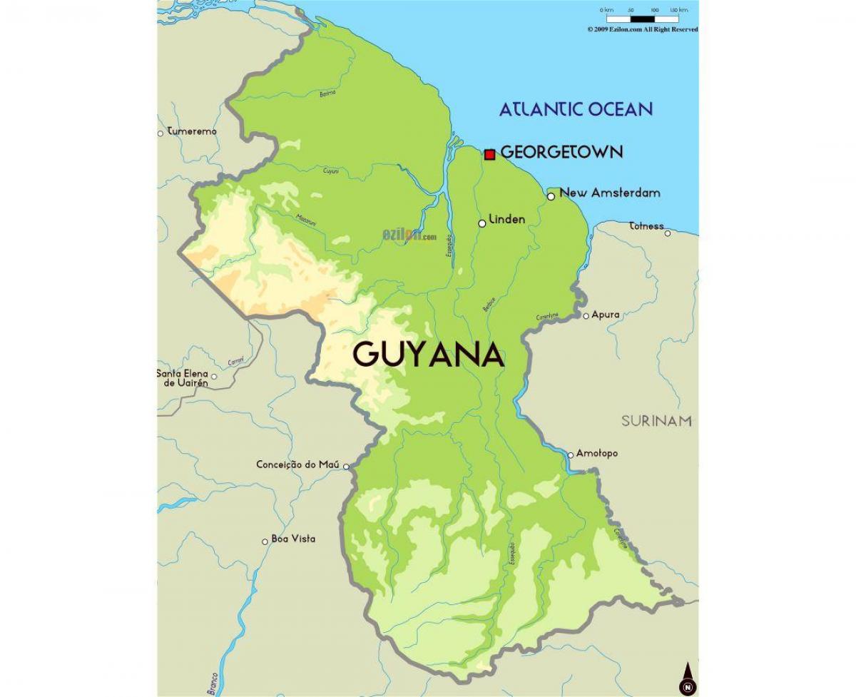 een kaart van Guyana