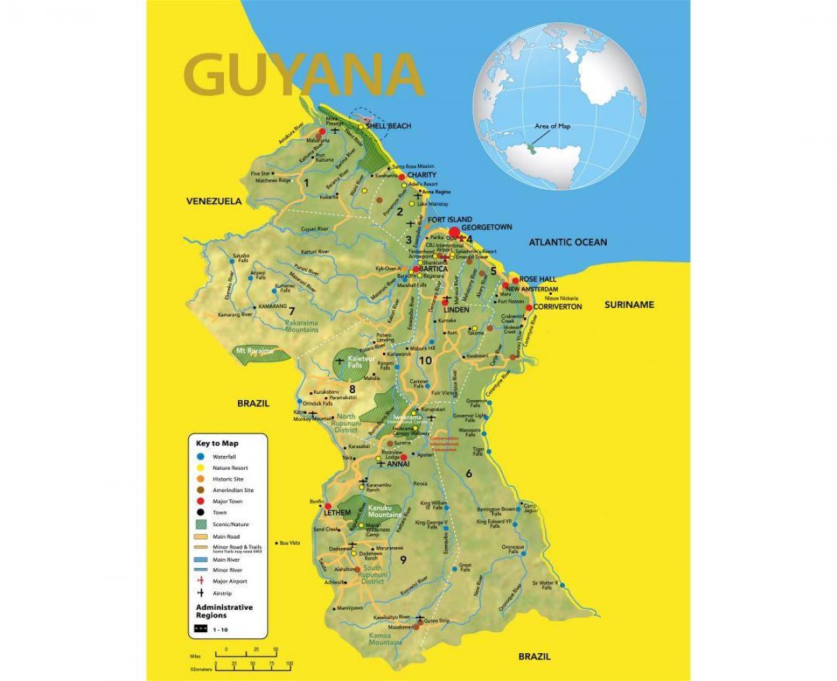kaart van Guyana locatie op de kaart