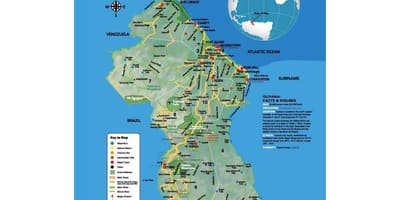 Kaart van kaart laat zien hoe de indianen kwam naar Guyana