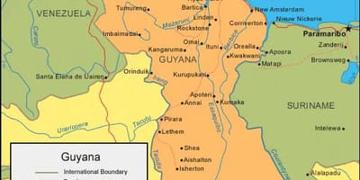 Kaart van Guyana politieke 