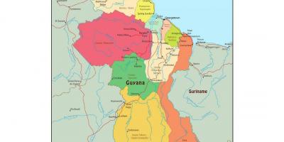 Kaart van Guyana weergegeven 10 administratieve regio ' s