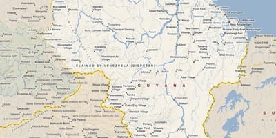 Kaart van Guyana weg
