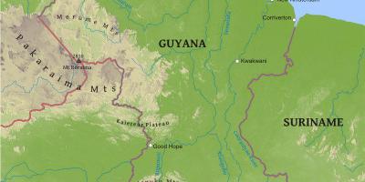 Kaart van Guyana het tonen van de lage kustvlakte
